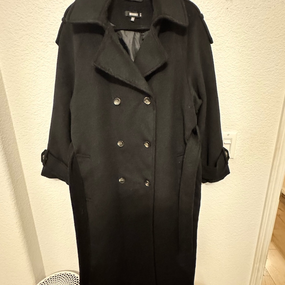 Women's Black Double-Breasted Coat